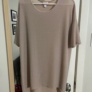 LulaRoe Sparkling Beige Short Sleeve Top